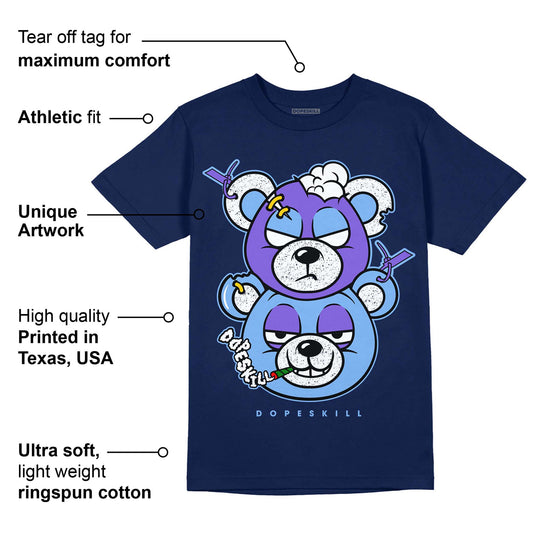 Georgetown 5s DopeSkill Midnight Navy T-shirt New Double Bear Graphic