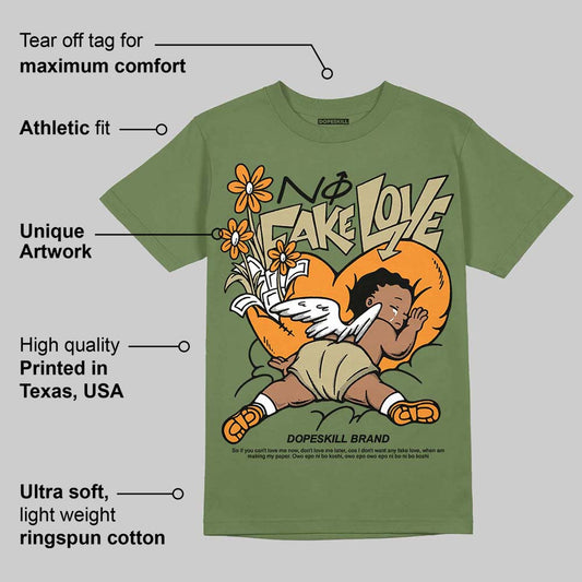 Olive Collection DopeSkill Olive T-shirt No Fake Love Graphic