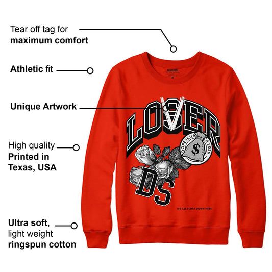 Red Foam Runner DopeSkill Vermillion Red Sweatshirt Loser Lover Graphic