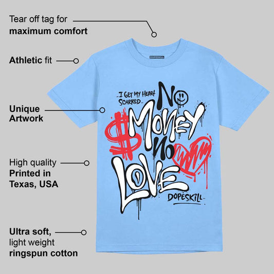 Knu Stack Vintage Satin Dream Blue DopeSkill Blue T-shirt No Money No Love Typo Graphic