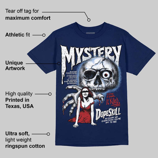 Midnight Navy 1s DopeSkill Navy T-shirt Mystery Ghostly Grasp Graphic