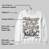 Reverse Metallic 5s DopeSkill Sweatshirt Money Is Our Motive Typo Graphic