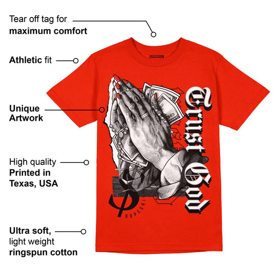 Red Foam Runner DopeSkill Vermillion Red T-shirt Trust God Graphic