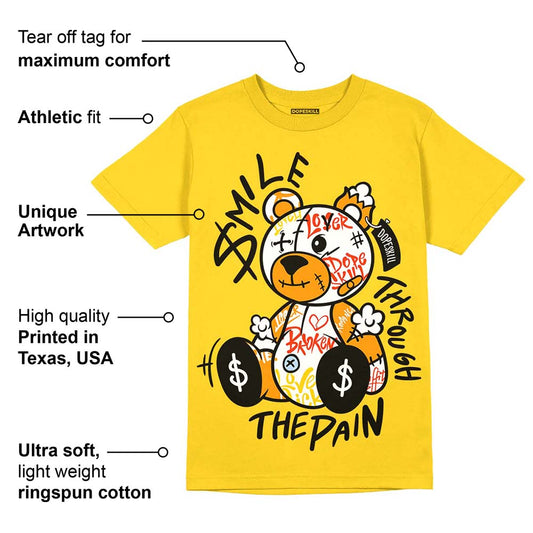 Yellow Ochre 6s DopeSkill Yellow T-shirt Smile Through The Pain Graphic