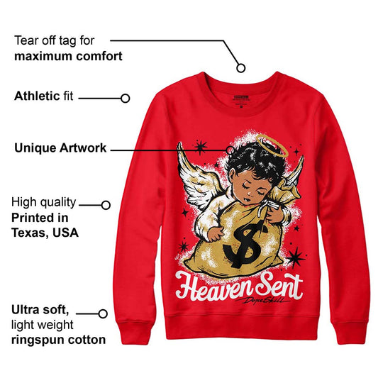 Red Thunder 4s DopeSkill Red Sweatshirt Heaven Sent Graphic