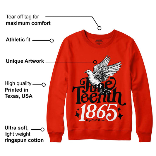 Red Foam Runner DopeSkill Vermillion Red Sweatshirt Juneteenth 1865 Graphic