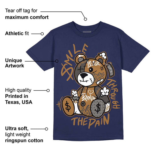 Dunk Premium Tweed Corduroy DopeSkill Navy T-shirt Smile Through The Pain Graphic