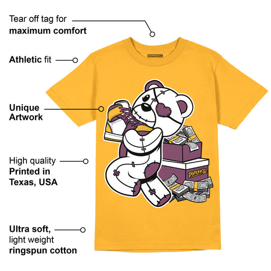 AJ 1 Retro High OG Brotherhood DopeSkill University Gold T-shirt Bear Steals Sneaker Graphic