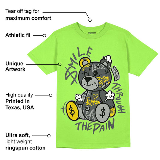 AJ 5 Green Bean DopeSkill Green Bean T-shirt Smile Through The Pain Graphic