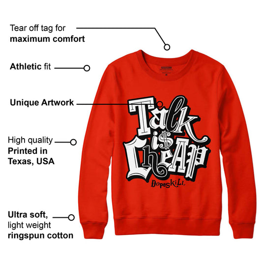 Red Foam Runner DopeSkill Vermillion Red Sweatshirt Talk Is Chip Graphic