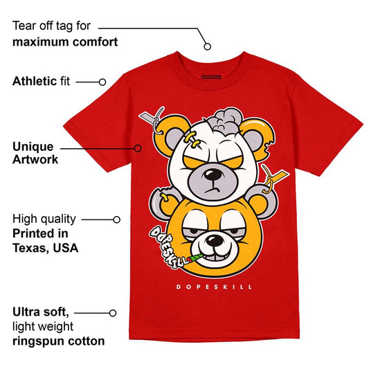 Red Collection DopeSkill Red T-shirt New Double Bear Graphic