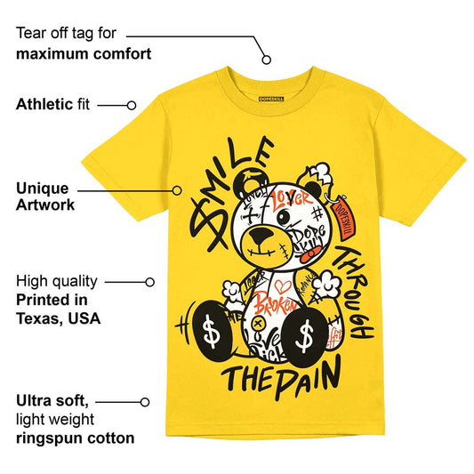 Vivid Sulfur 4s DopeSkill Yellow T-shirt Smile Through The Pain Graphic