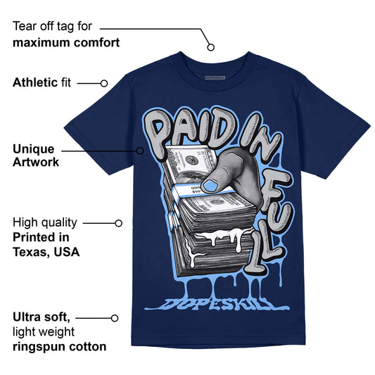 Midnight Navy 5s DopeSkill Navy T-Shirt Paid In Full Graphic