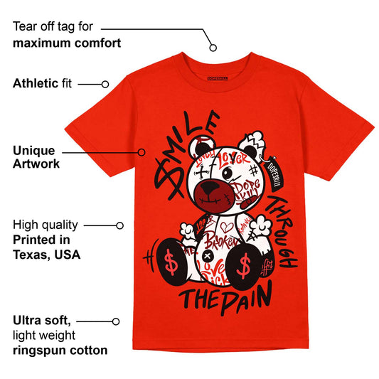 Red Foam Runner DopeSkill Vermillion Red T-shirt Smile Through The Pain Graphic