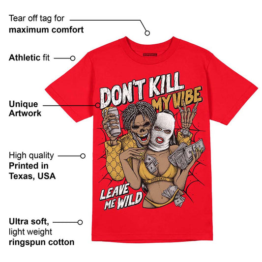 Red Thunder 4s DopeSkill Red T-shirt Don't Kill My Vibe Graphic