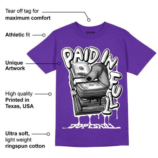 AJ 13 Court Purple DopeSkill Purple T-shirt Paid In Full Graphic