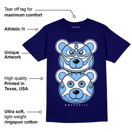 AJ 6 University Blue DopeSkill College Navy T-Shirt Leather Bear Graphic