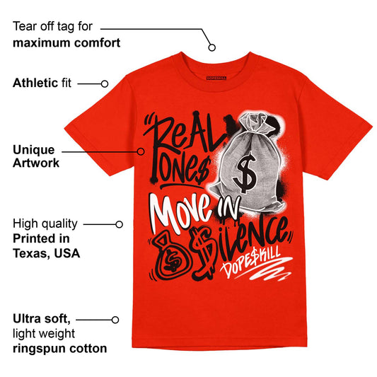 Red Foam Runner DopeSkill Vermillion Red T-shirt Real Ones Move In Silence Graphic