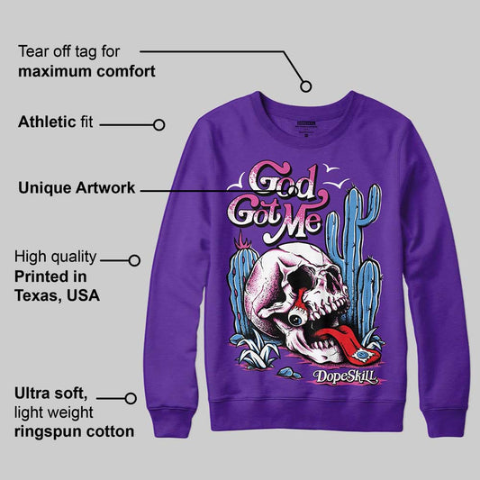 PURPLE Collection DopeSkill Purple Sweatshirt God Got Me Graphic