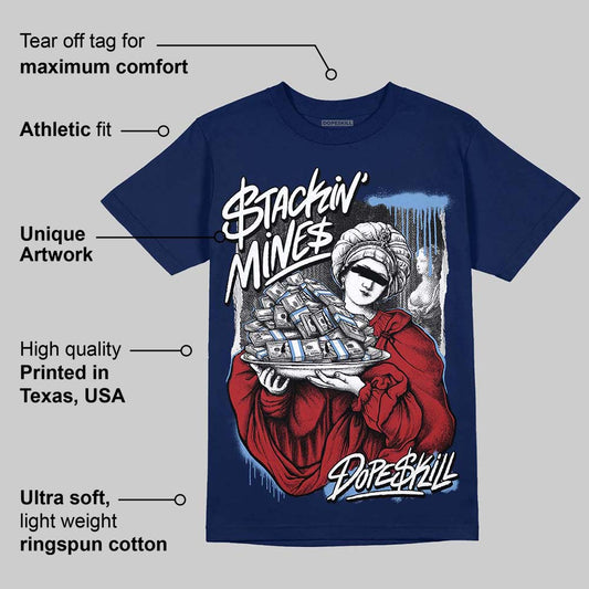 Midnight Navy 1s DopeSkill Navy T-shirt Stackin Mines Graphic