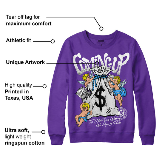 PURPLE Collection DopeSkill Purple Sweatshirt Money Bag Coming Up Graphic