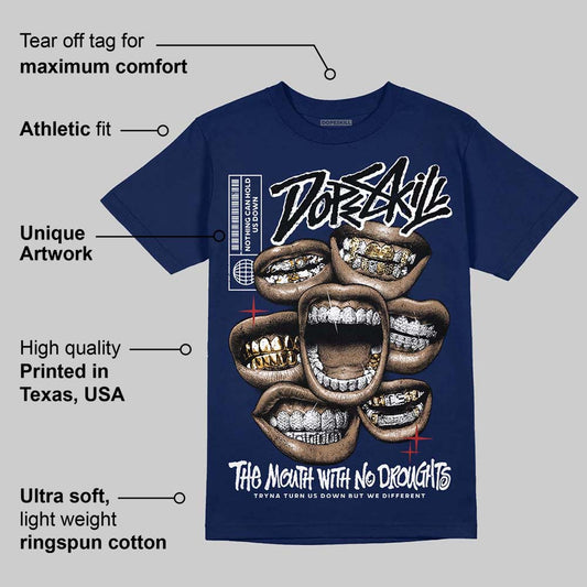 Midnight Navy 1s DopeSkill Navy T-shirt The Mouth With No Droughts Graphic