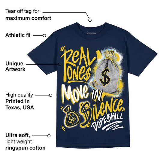 Michigan Dunks DopeSkill Midnight Navy T-Shirt Real Ones Move In Silence Graphic