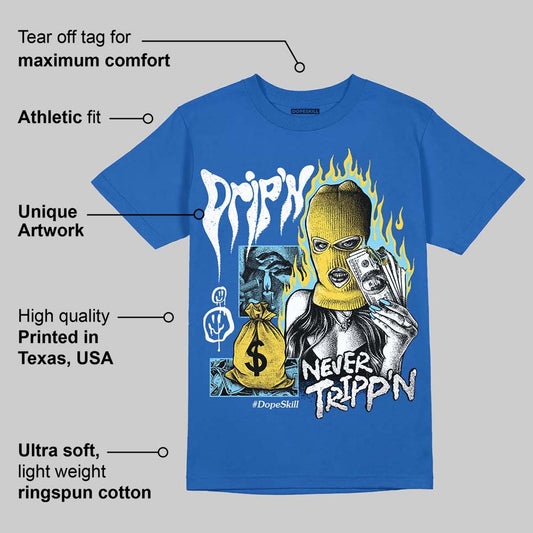 Foamposite One Dark Neon Royal DopeSkill Royal T-shirt Drip'n Never Tripp'n Graphic