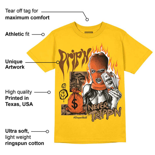 Yellow Collection DopeSkill Gold T-shirt Drip'n Never Tripp'n Graphic