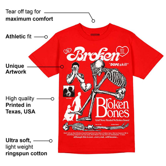 Red Collection DopeSkill Red T-shirt Broken Bones Graphic