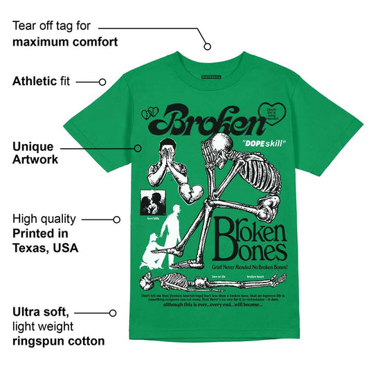 Green Collection DopeSkill Green T-shirt Broken Bones Graphic