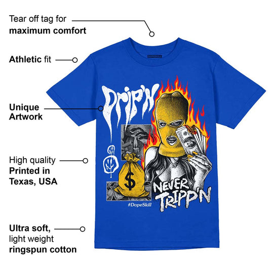 Royal Blue Collection DopeSkill Royal Blue T-shirt Drip'n Never Tripp'n Graphic