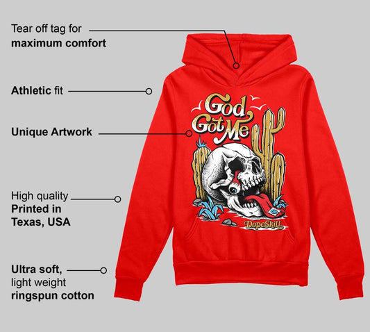 Red Collection DopeSkill Red Hoodie Sweatshirt God Got Me Graphic