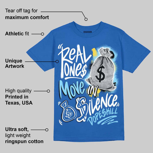 Foamposite One Dark Neon Royal DopeSkill Royal T-shirt Real Ones Move In Silence Graphic