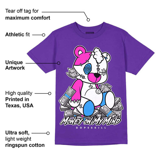 Dunk Purple Championship Court White DopeSkill Purple T-shirt MOMM Bear Graphic