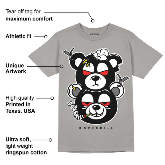 Grey Collection DopeSkill Grey T-shirt New Double Bear Graphic