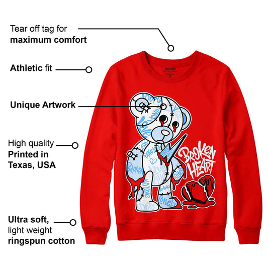 Cherry 11s DopeSkill Varsity Red Sweatshirt Broken Heart Graphic