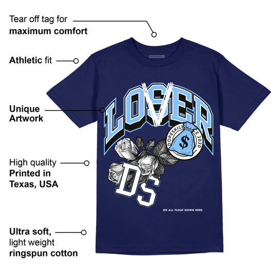 AJ 6 University Blue DopeSkill College Navy T-Shirt Loser Lover Graphic