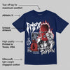 White and Midnight Navy 6s DopeSkill Navy T-shirt Drip'n Never Tripp'n Graphic