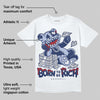 White and Midnight Navy 6s DopeSkill T-Shirt Born To Be Rich Graphic