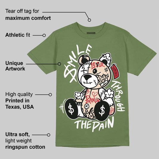 Medium Olive 1s DopeSkill Olive T-shirt Smile Through The Pain Graphic