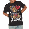 Cement Grey 3s DopeSkill Toddler Kids T-shirt Broken Bear Graphic