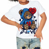 Midnight Navy 3s DopeSkill Toddler Kids T-shirt Broken Bear Graphic