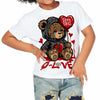 Fire Red 3s DopeSkill Toddler Kids T-shirt Broken Bear Graphic