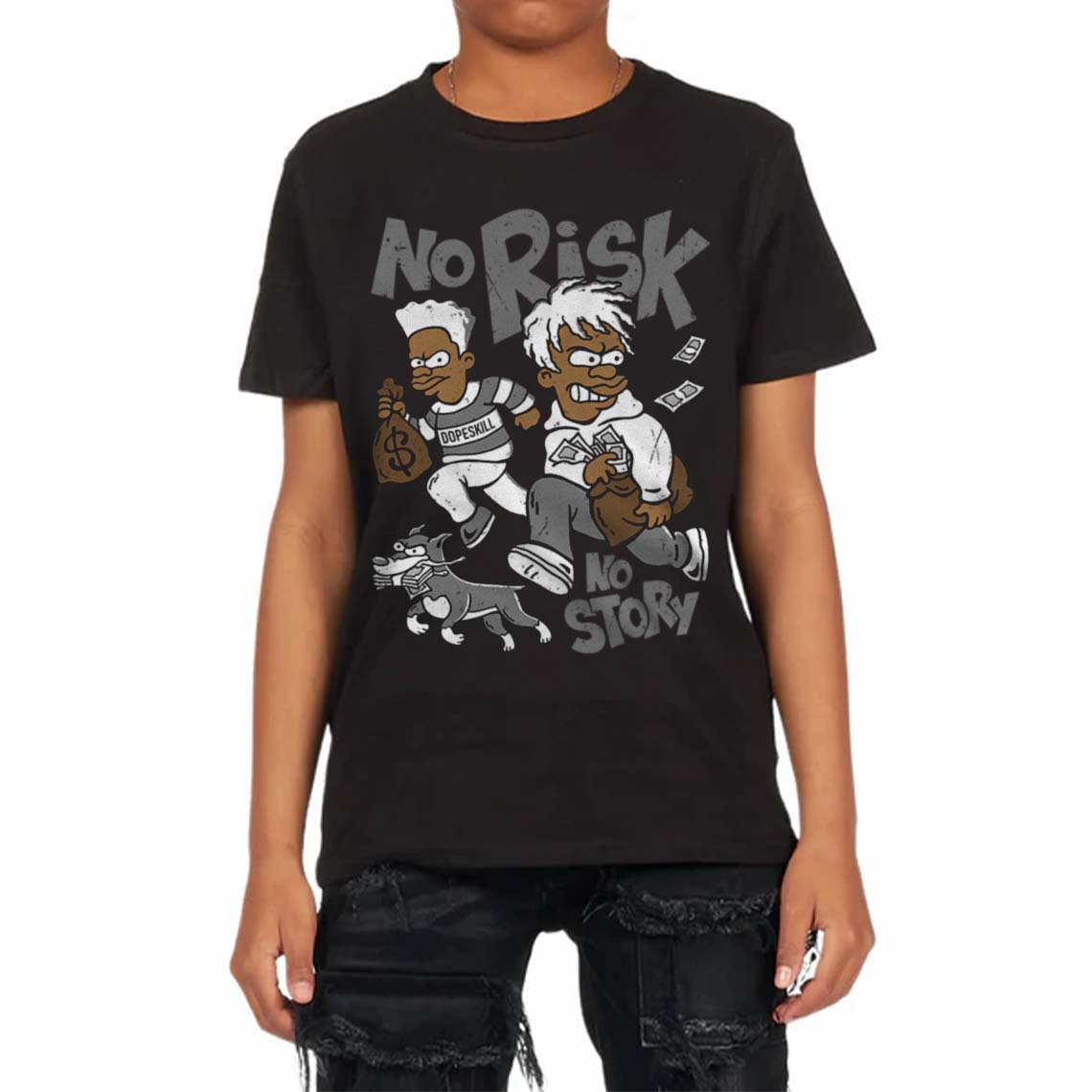 Black and White Collection DopeSkill Toddler Kids T-shirt No Risk No Story Graphic