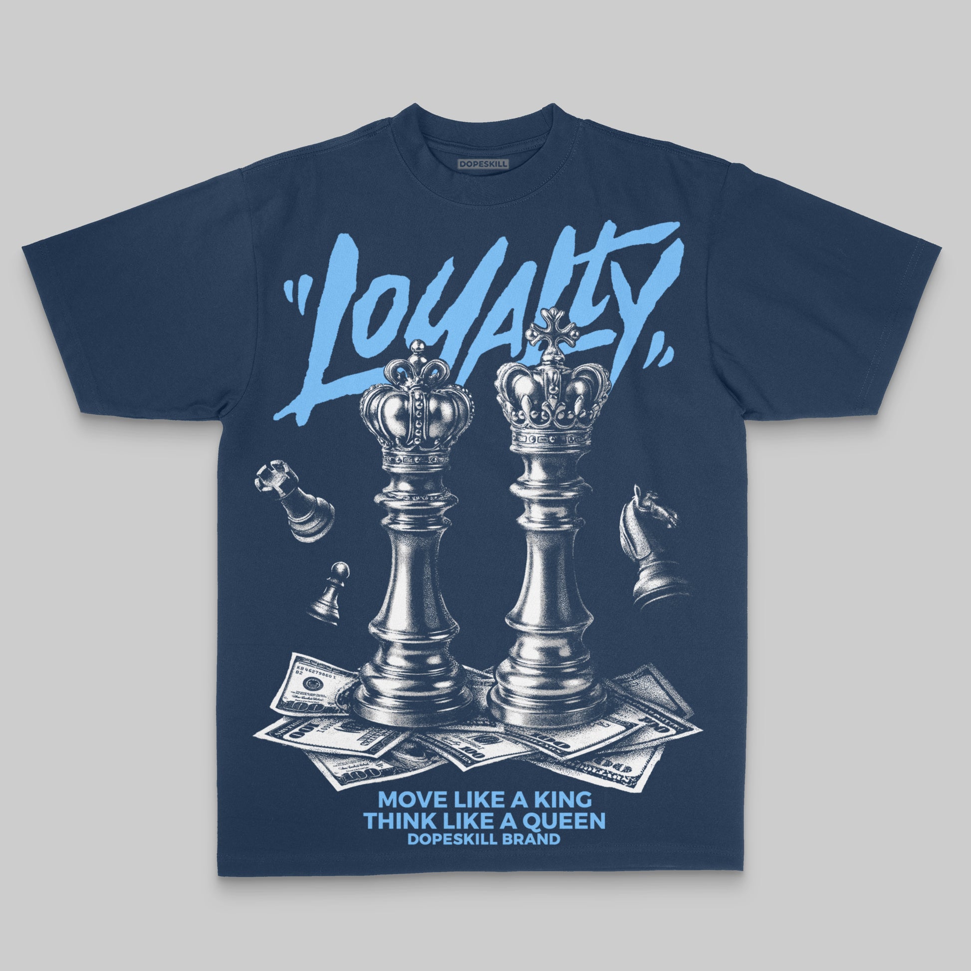 Royal Blue Sneakers Oversize Print 'Loyalty' DopeSkill Graphic T-shirt Streetwear - Navy