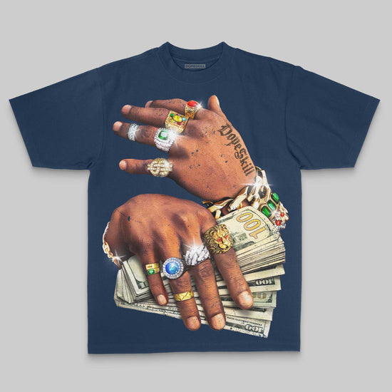 Prosperous Hands' Oversize Print DopeSkill T-shirt Streetwear - Navy
