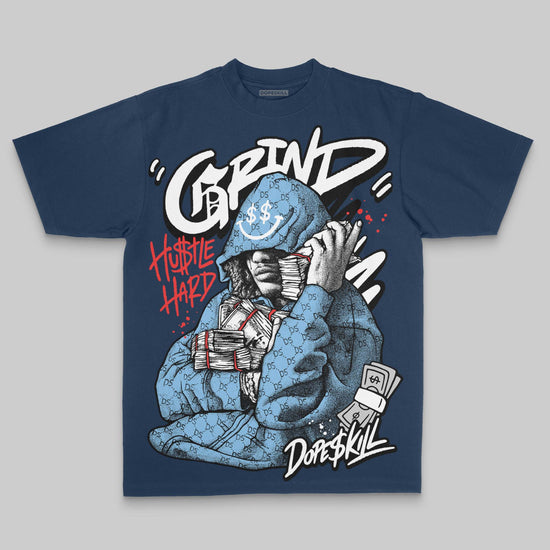 Royal Blue Oversize Print Grind Pray DopeSkill Graphic Premium T-shirt Streetwear - Navy