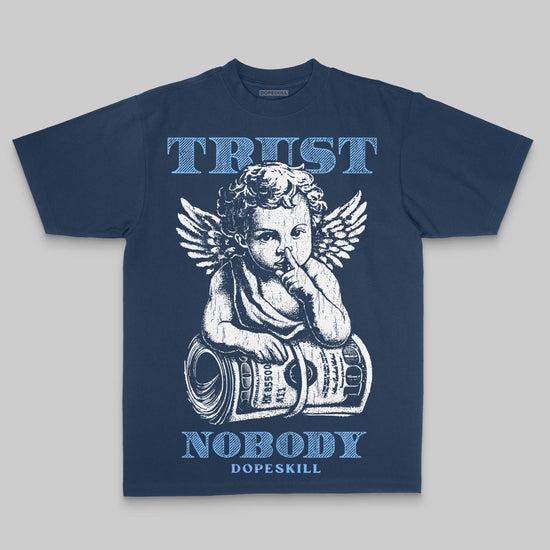 Royal Blue Oversize Print Trust Nobody DopeSkill Graphic Premium T-shirt Streetwear - Navy