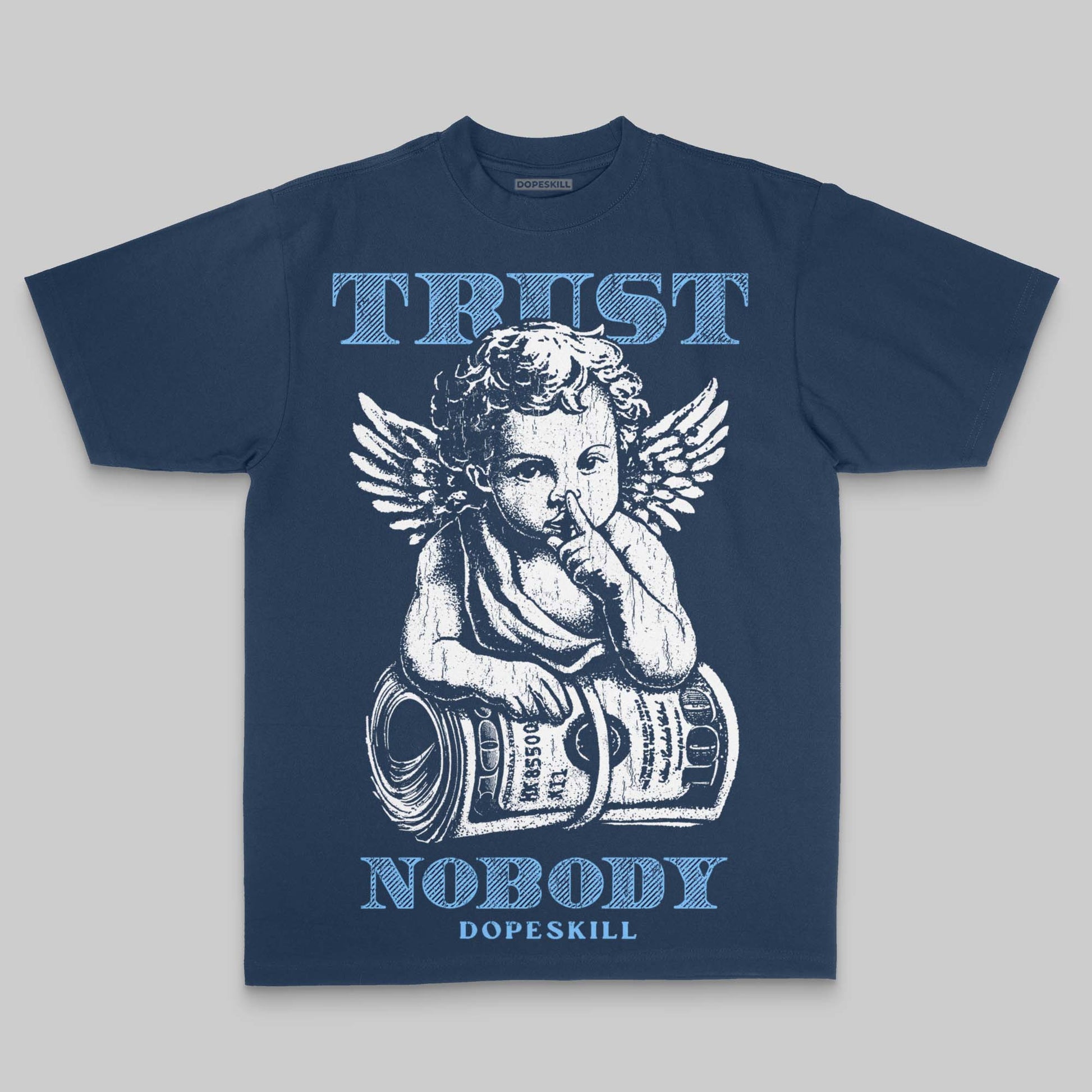 Royal Blue Oversize Print Trust Nobody DopeSkill Graphic Premium T-shirt Streetwear - Navy